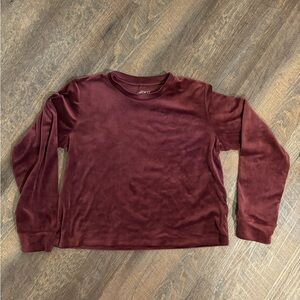 Girls burgundy long sleeve crop top